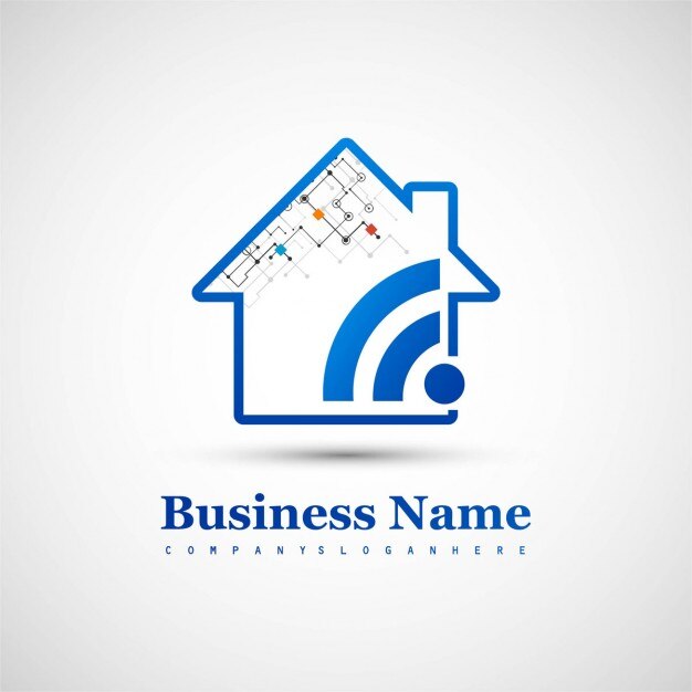 Vector gratuito logotipo tecnológico con una casa y wifi 
