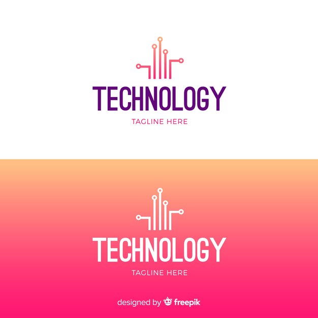 Logotipo tecnológico en estilo gradiente