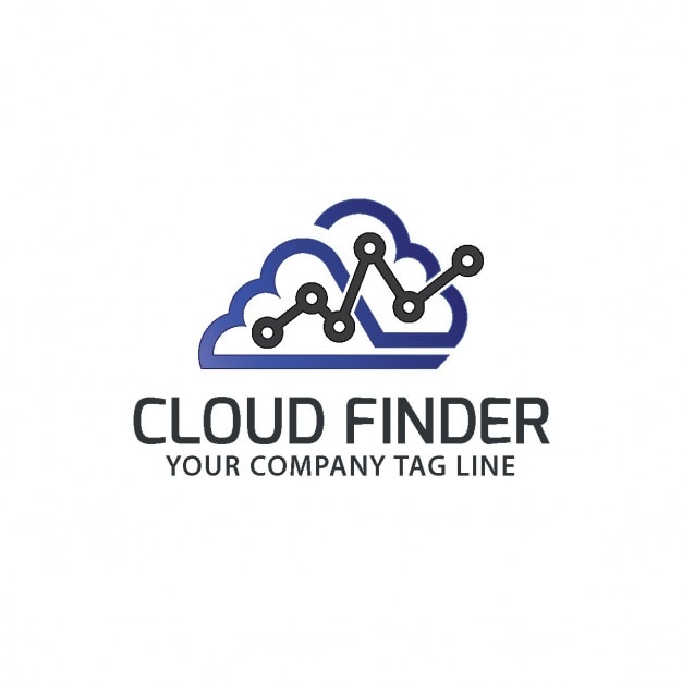 Logotipo tecnológico con nubes