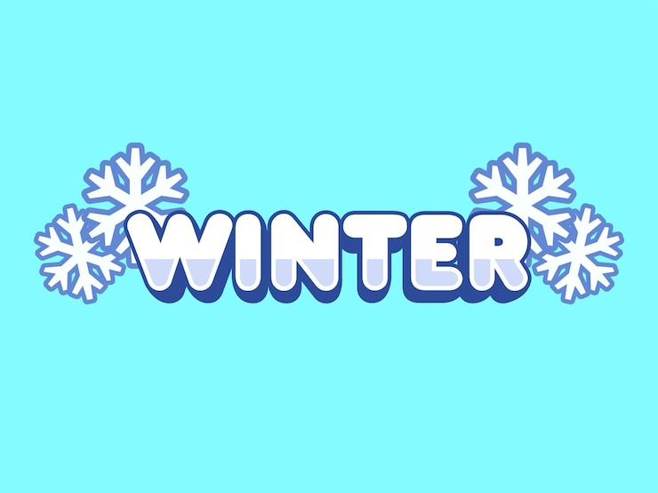 Vector gratuito logotipo de la temporada de invierno tipógrafo de dibujos animados icono vectorial ilustración icono de objeto de la naturaleza icono aislado plano