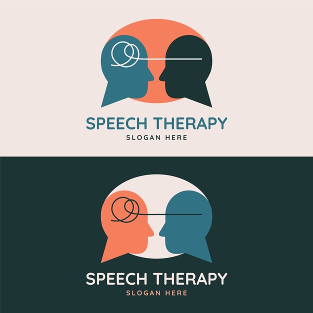 Logotipo de terapia del habla en estilo plano