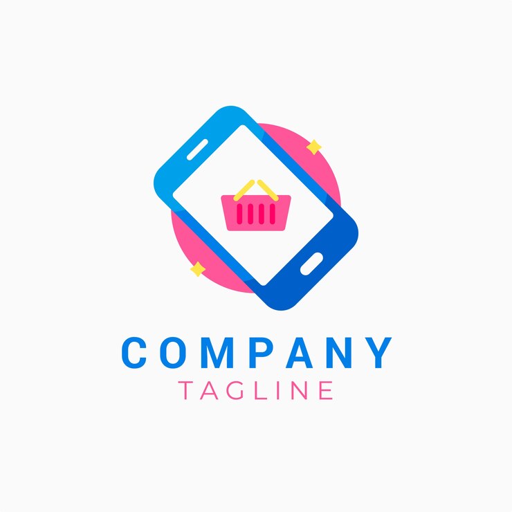Vector gratuito logotipo de tienda móvil plana