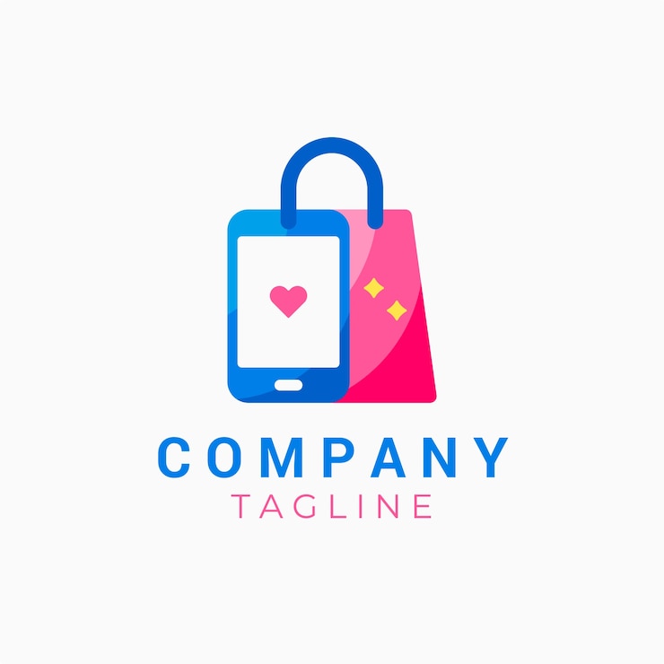 Vector gratuito logotipo de tienda móvil plana