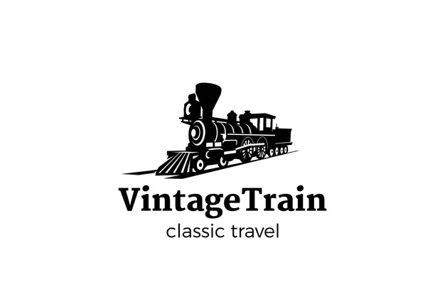 Logotipo de tren vintage aislado en blanco