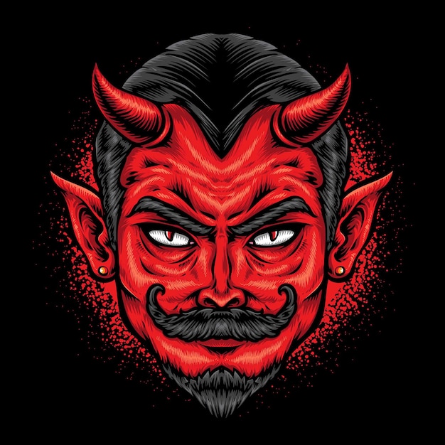 Logotipo de vector de cara de diablo rojo