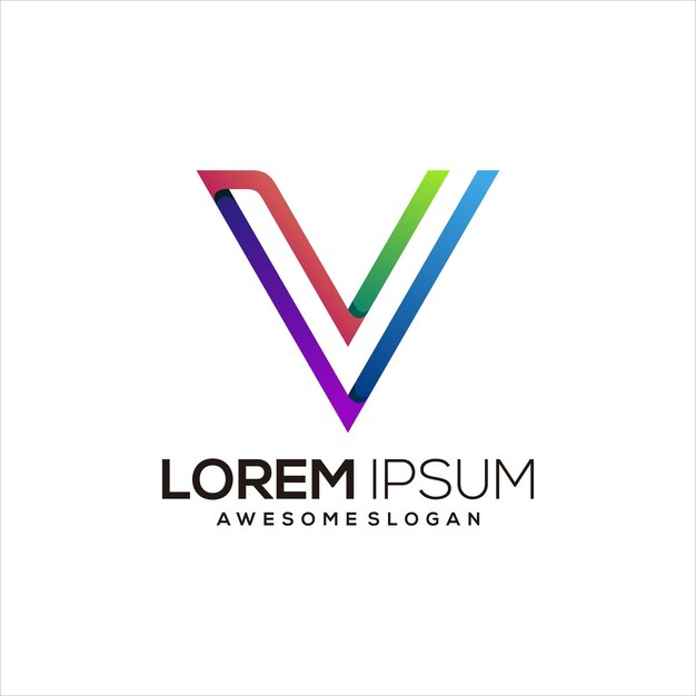 Logotipo de vector colorido degradado de letra V