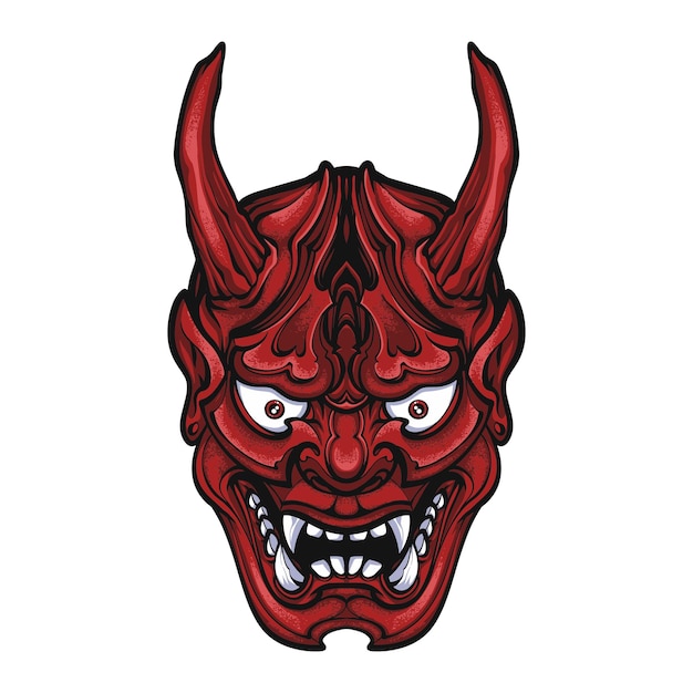 El logotipo del vector de demonio oni rojo