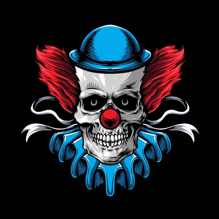 Vector gratuito logotipo de vector de payaso de calavera de miedo