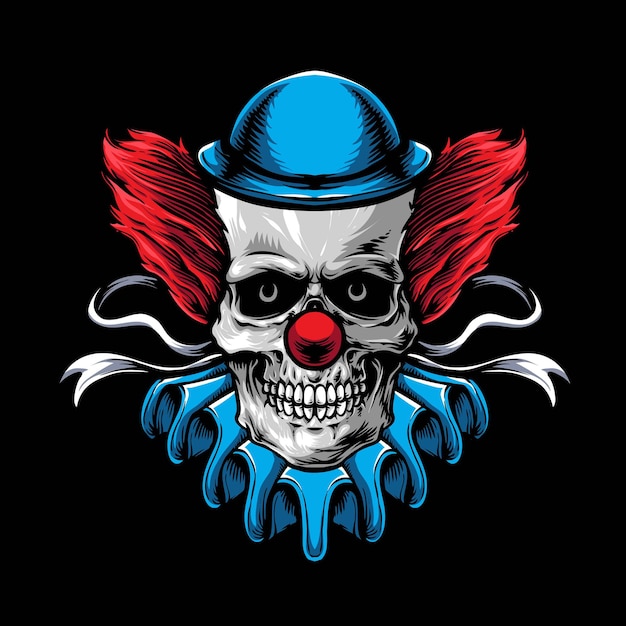 logotipo de vector de payaso de calavera de miedo