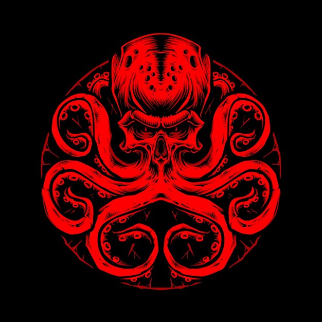 El logotipo del vector del pulpo monstruo rojo