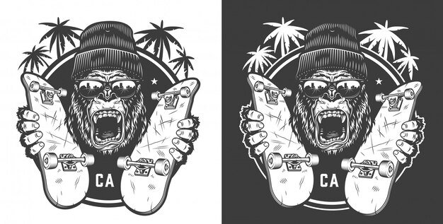 Logotipo de verano de skateboard vintage