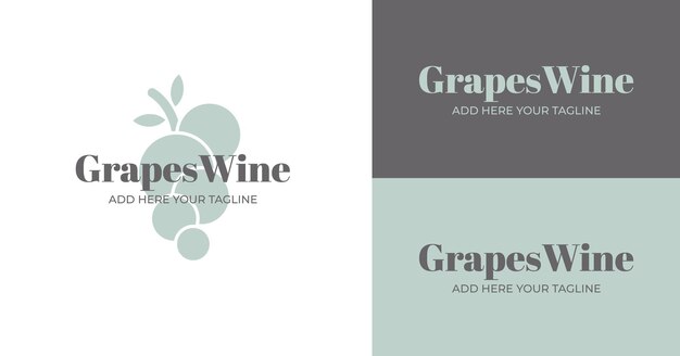 Logotipo de vino de uvas en diferentes versiones de color.