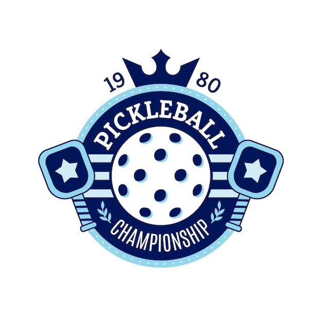 Vector gratuito logotipo vintage de pickleball de diseño plano