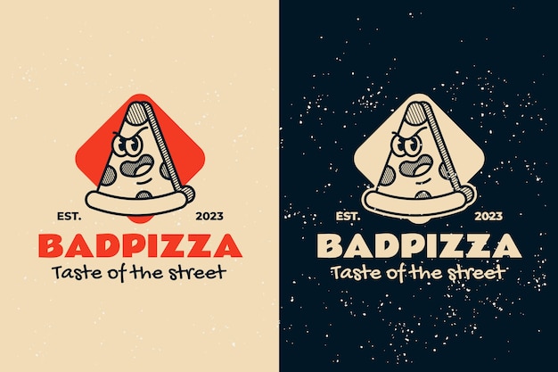 Vector gratuito logotipo vintage de pizzería dibujado a mano