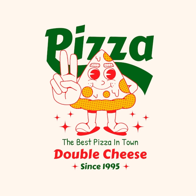 Vector gratuito logotipo vintage de pizzería dibujado a mano