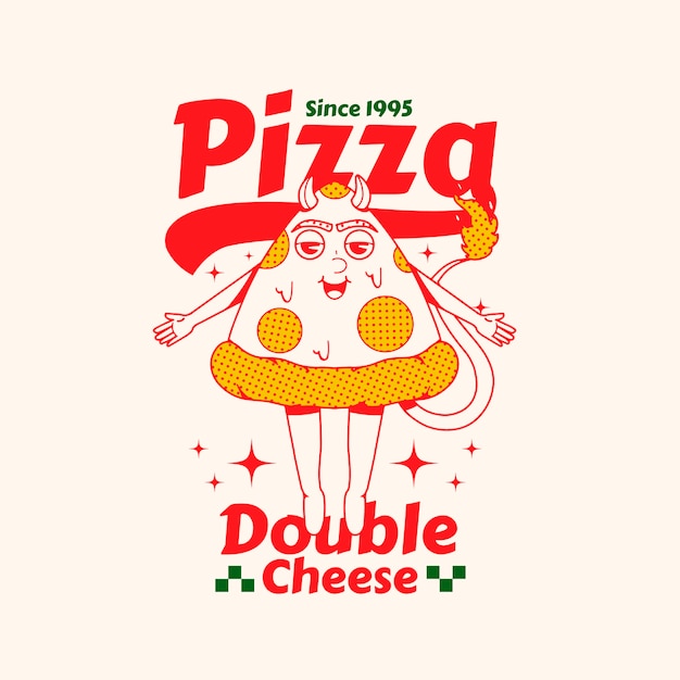 Vector gratuito logotipo vintage de pizzería dibujado a mano