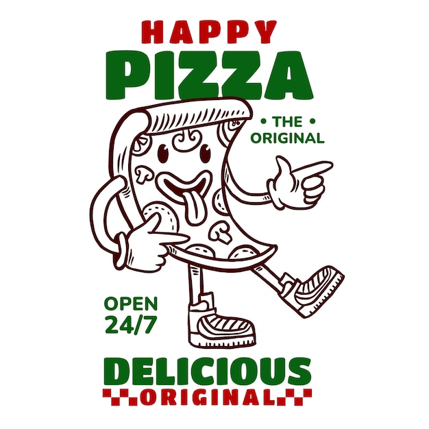 Vector gratuito logotipo vintage de pizzería dibujado a mano