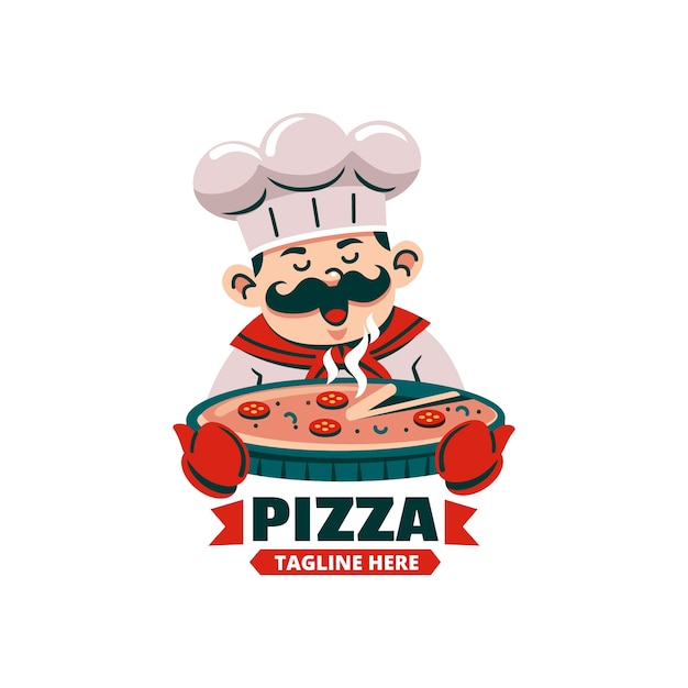 Vector gratuito logotipo vintage de pizzería de diseño plano