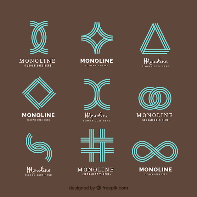 Logotipos abstractos geométricos en estilo monoline