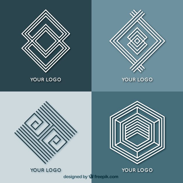 Logotipos abstractos geométricos monoline