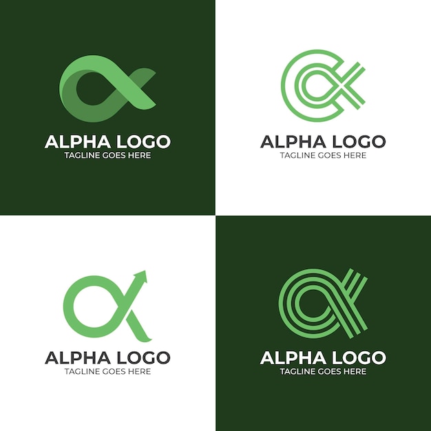 Logotipos alfa de colores de diseño plano