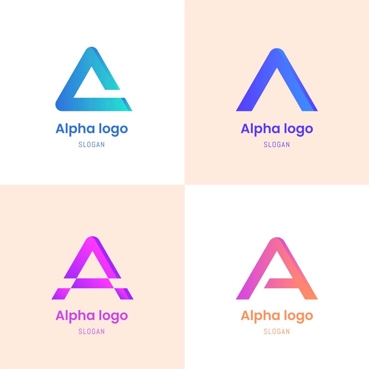 Vector gratuito logotipos alfa de colores de diseño plano