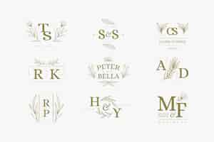 Vector gratuito logotipos de boda de diseño floral