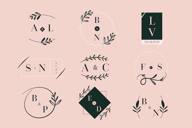 Vector gratuito logotipos de boda de estilo elegante