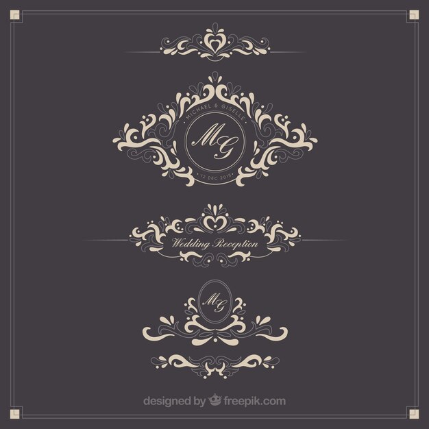 Logotipos de la boda ornamentales