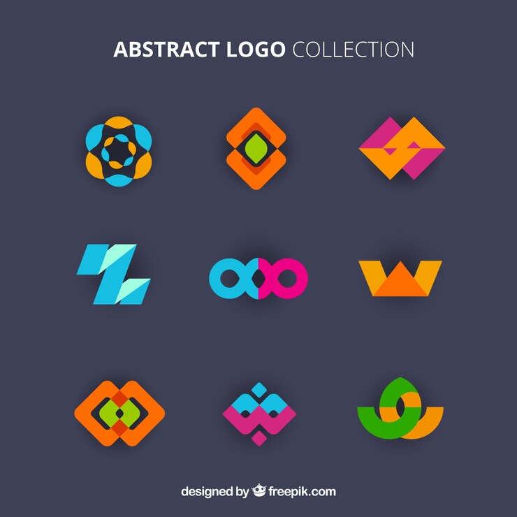 Vector gratuito logotipos coloridos en estilo abstracto