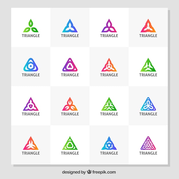 Vector gratuito logotipos coloridos con forma de triángulo