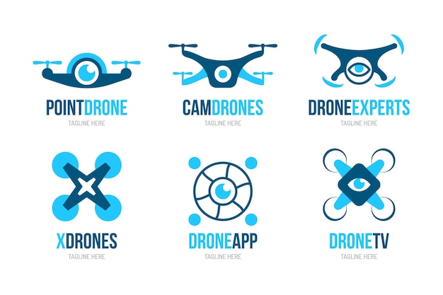 Vector gratuito logotipos de drones de diseño plano