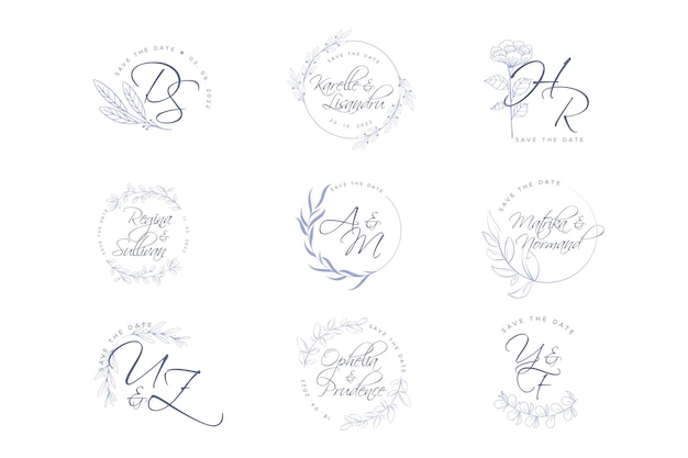 Logotipos elegantes de boda