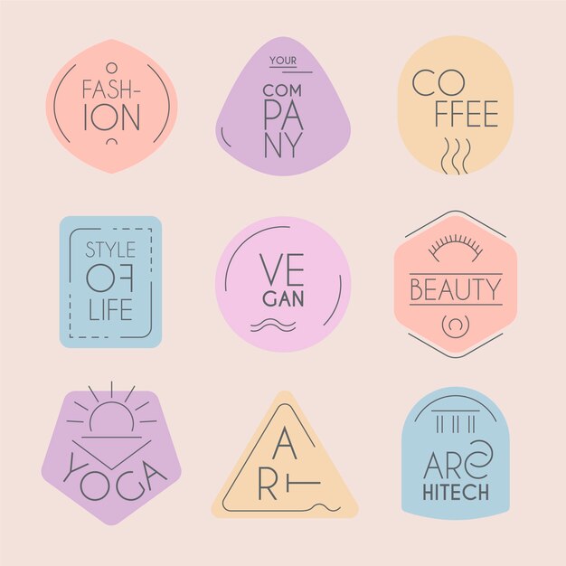 Logotipos de estilo minimalista en colores pastel.