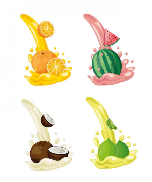 Vector gratuito logotipos de frutas tropicales