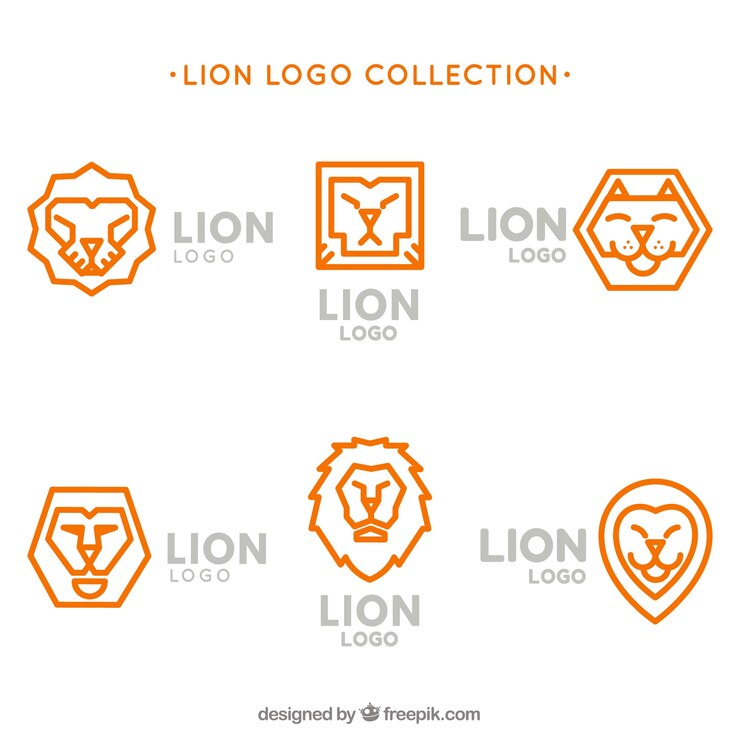 Vector gratuito logotipos león, color naranja