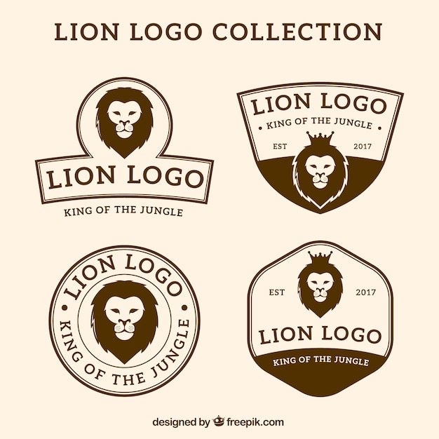Vector gratuito logotipos león, estilo vintage