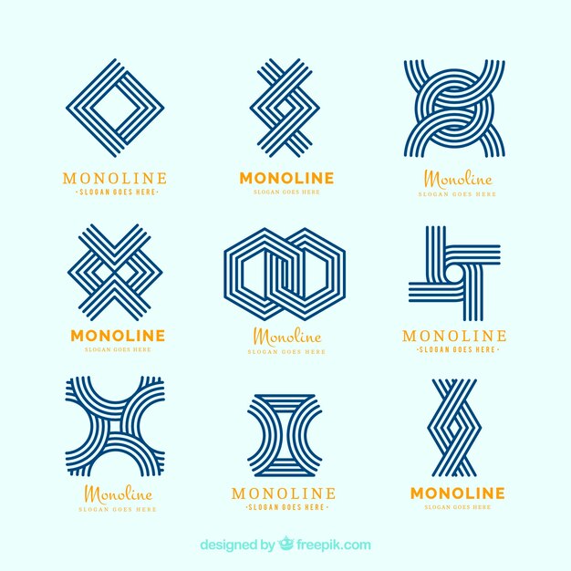 Logotipos modernos geométricos en estilo monoline