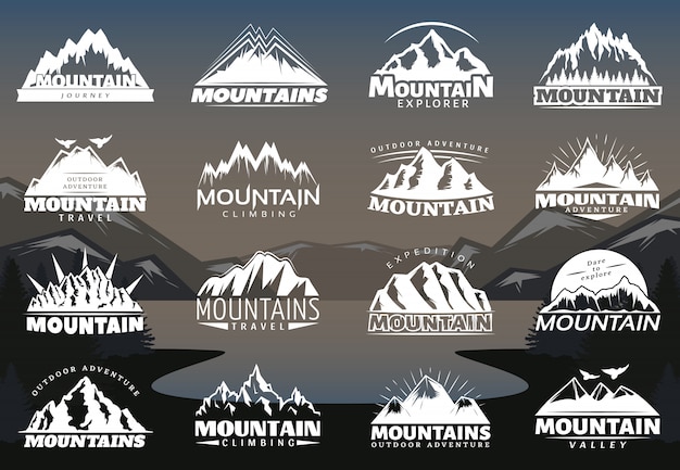 Vector gratuito logotipos de montañas vintage