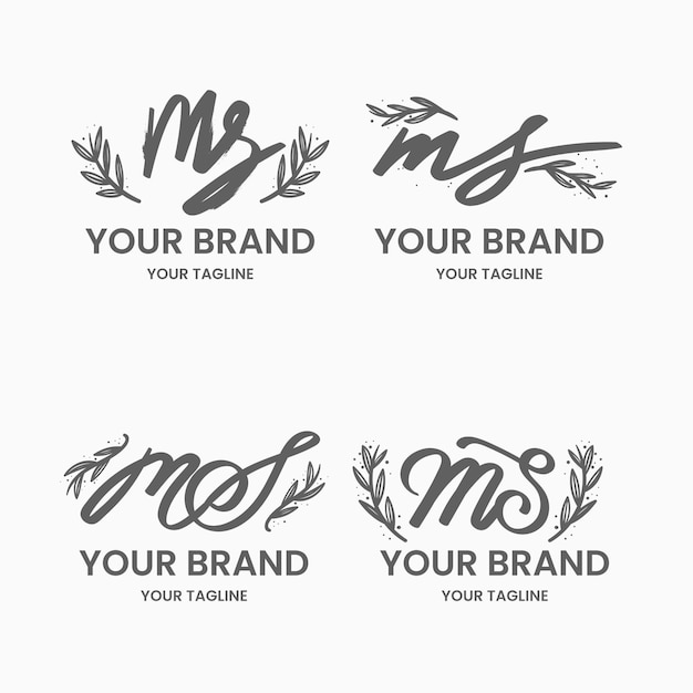 Vector gratuito logotipos de ms pintados a mano