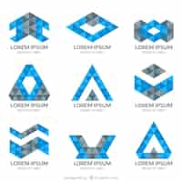 Vector gratuito logotipos poligonales en tonos azules y grises