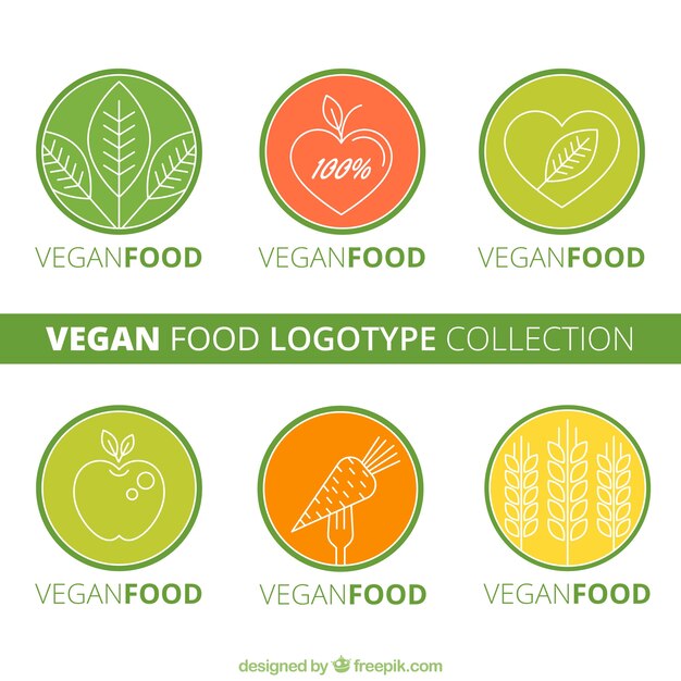 Vector gratuito logotipos redondos de comida vegana