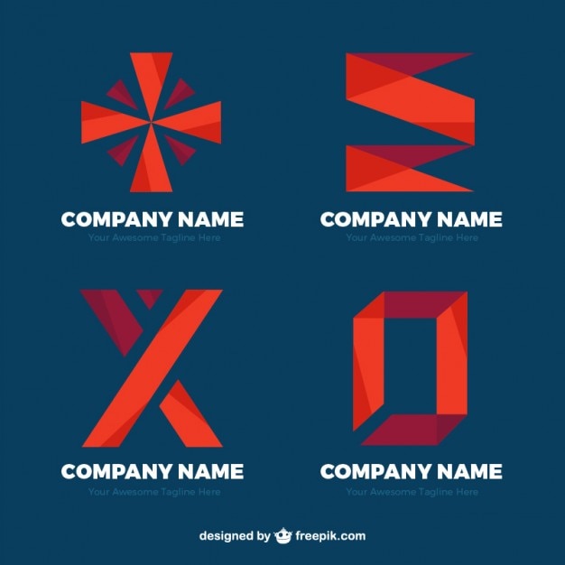 Vector gratuito logotipos rojos abstractos en diseño plano