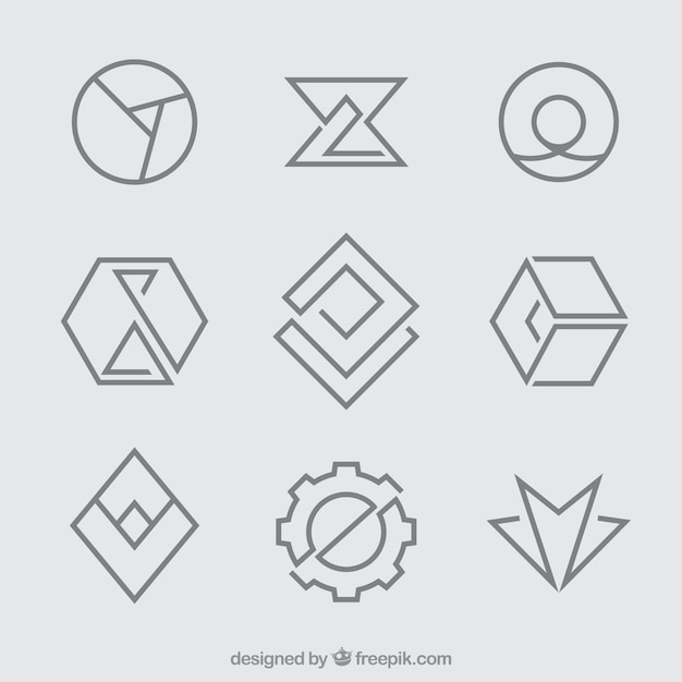 Vector gratuito logotipos simples geométricos monoline