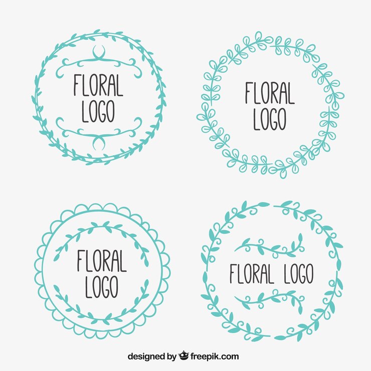 Vector gratuito logotipos turquesa florales