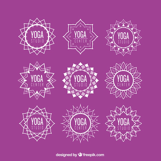 Vector gratuito logotipos de yoga florales abstractos conjunto