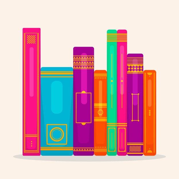Lomo de libro plano dibujado a mano