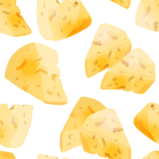 Vector gratuito lonchas de queso de patrones sin fisuras en estilo de dibujos animados