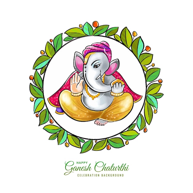 Vector gratuito lord ganpati en el fondo de la tarjeta navideña de celebración de ganesh chaturthi