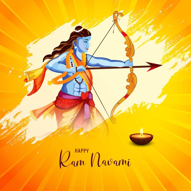 Lord rama shree ram navami festival desea fondo de ilustración de tarjeta